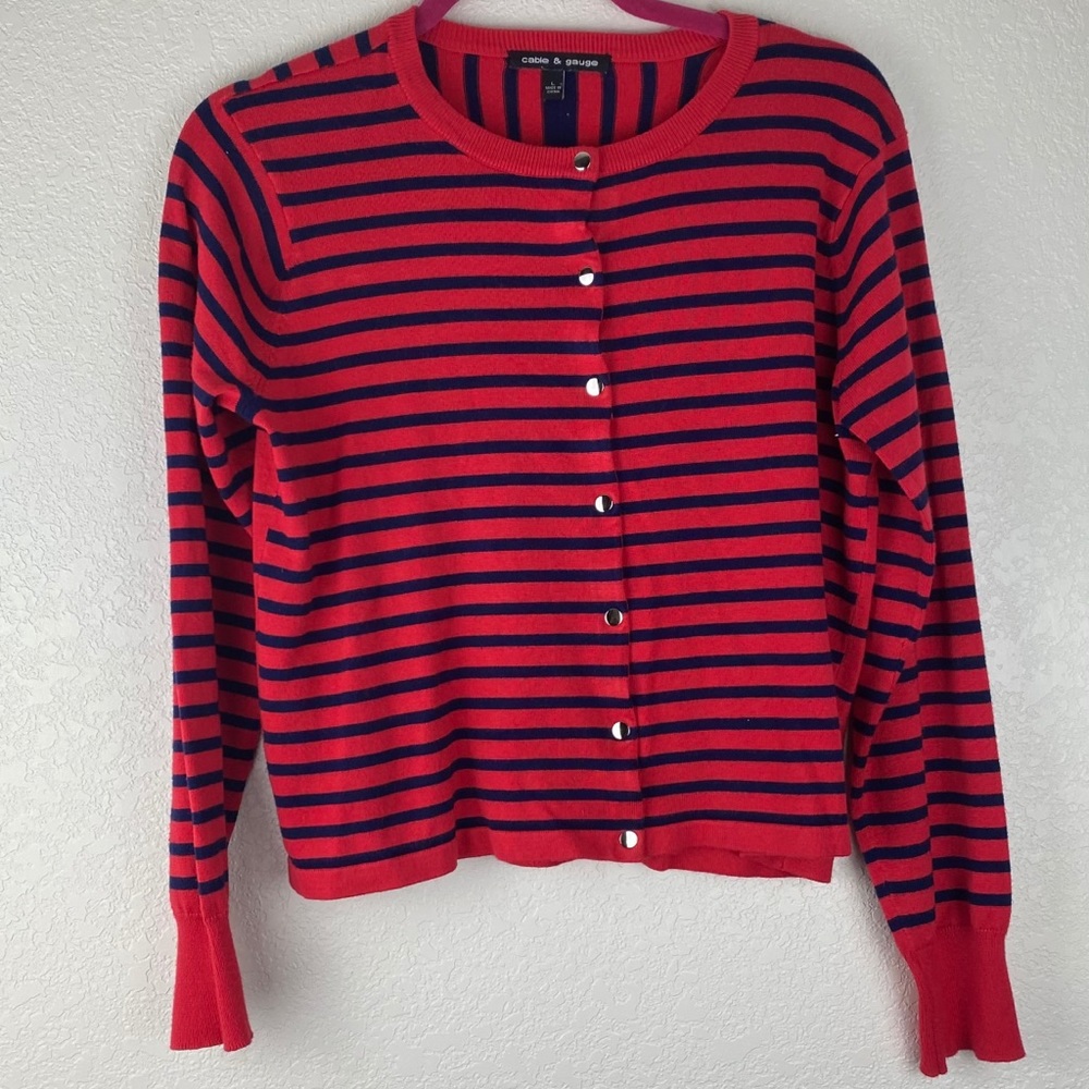 cable and gauge long sleeve striped top